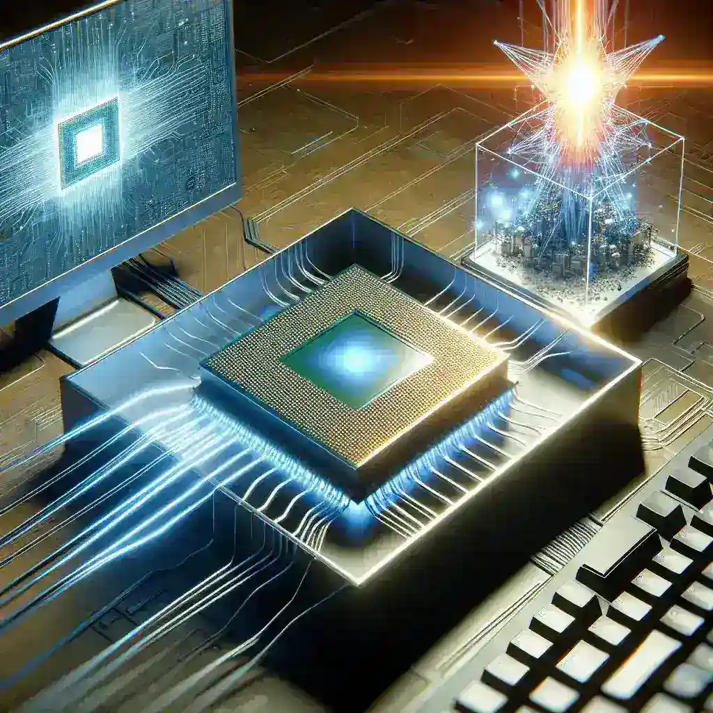 "Close-up of AMD Ryzen 8000G desktop APU showcasing its innovative architecture and built-in Neural Processing Unit (NPU) technology for enhanced performance and efficiency in computing tasks."